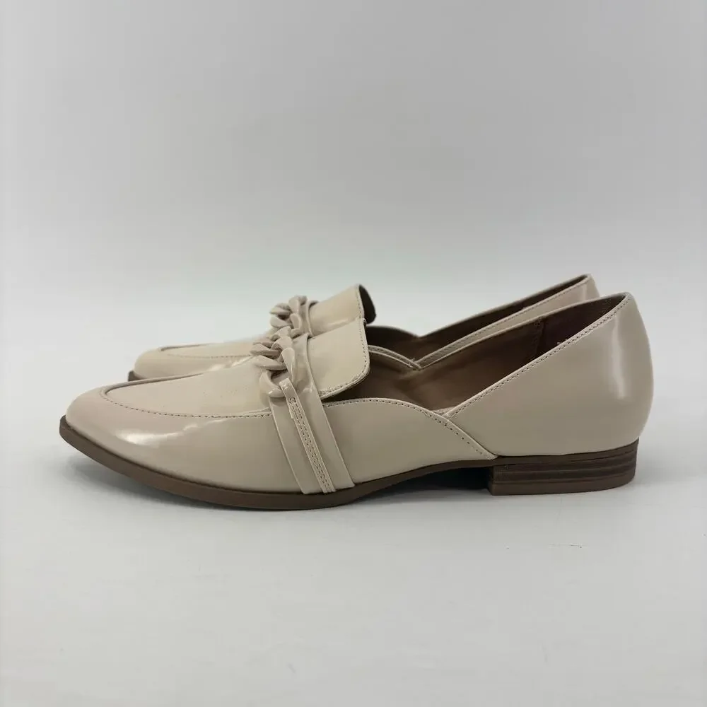 Lauren Conrad Demii Bone Loafers Women’s 8.5 Beige Patent Leather Flats - Picture 1 of 11